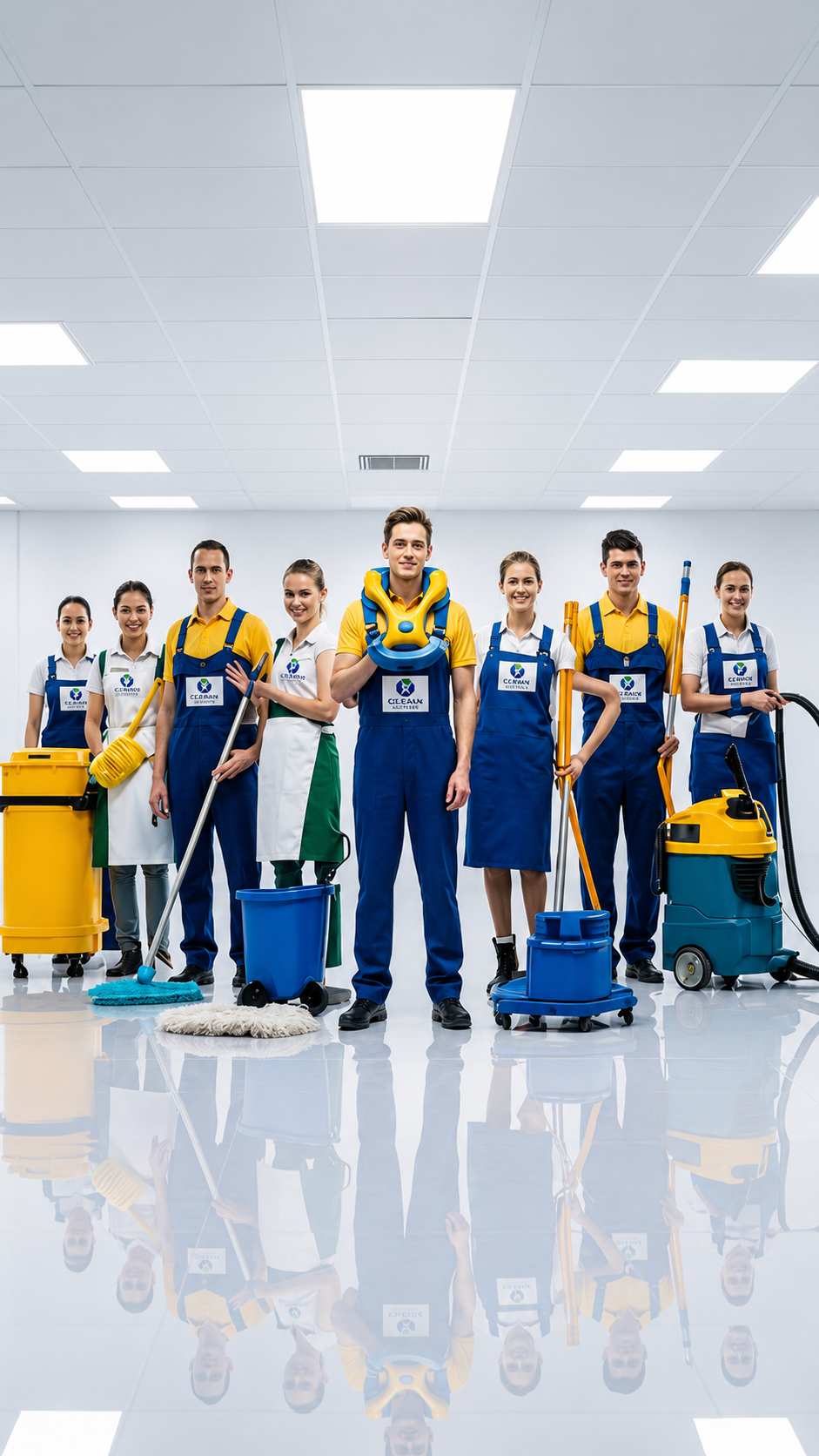 The SiteWorx Facilities commercial cleaning team with equipment